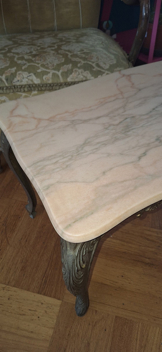 Image 1 of Hollywood Regency coffee table marble brass