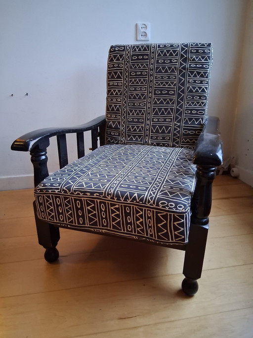 Zwart eiken rookstoel of morris recliner verstelbare rugleuning