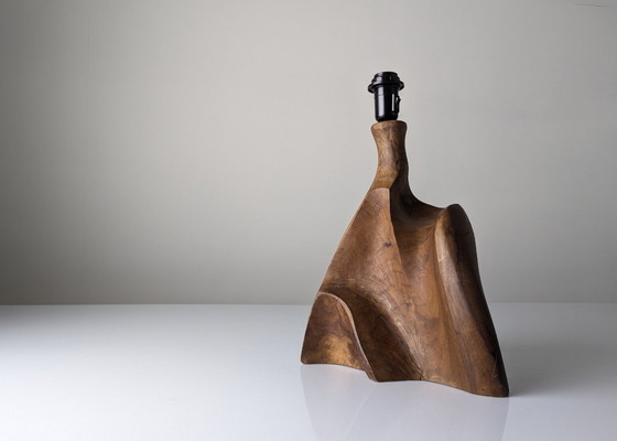 Image 1 of Lampada da tavolo organica moderna in legno d'ulivo intagliato, stile scultoreo, anni '70