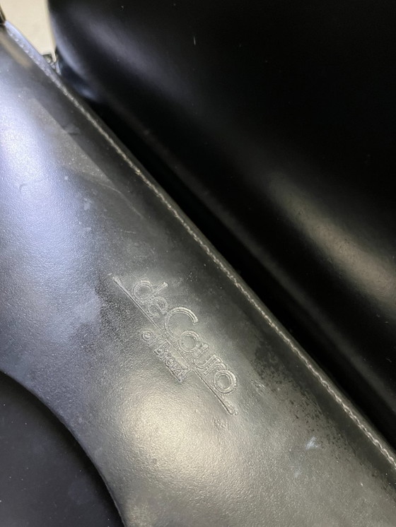 Image 1 of Schwarze Leder-Esszimmerstühle von De Couro Brazil, 1980er Jahre - 6er-Set