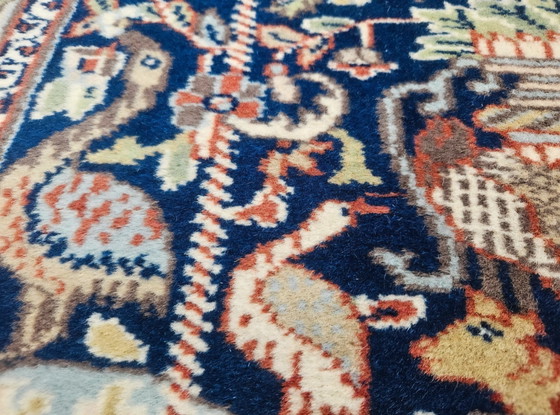 Image 1 of Handgeknüpfter orientalischer Wollteppich „Paradies“, blau-floral, 94 x 160 cm