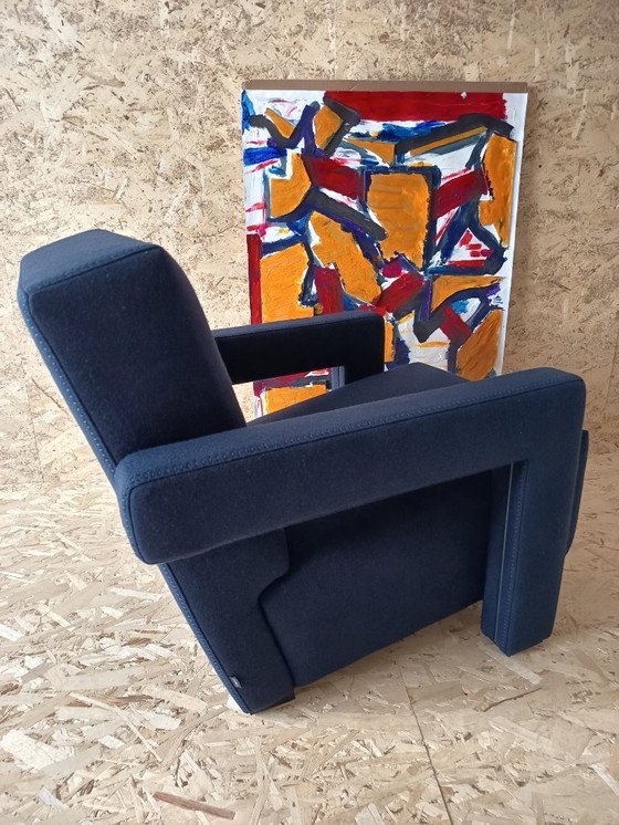 Image 1 of CASSINA Utrecht 637 armchair in Midnight BLUE Kvadrat wool by Gerrit Rietveld
