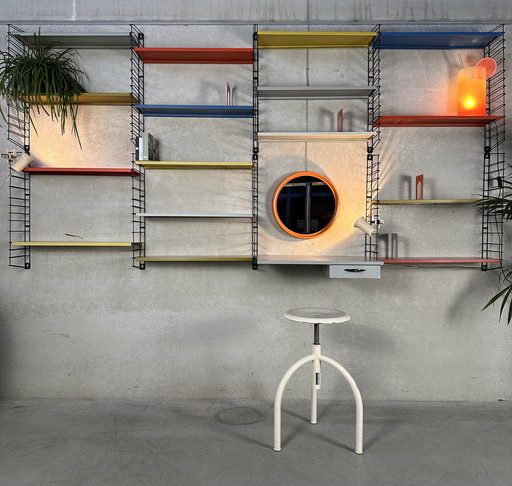 Vintage wandrek + desk Tomado incl. spiegel, kruk, boekensteunen