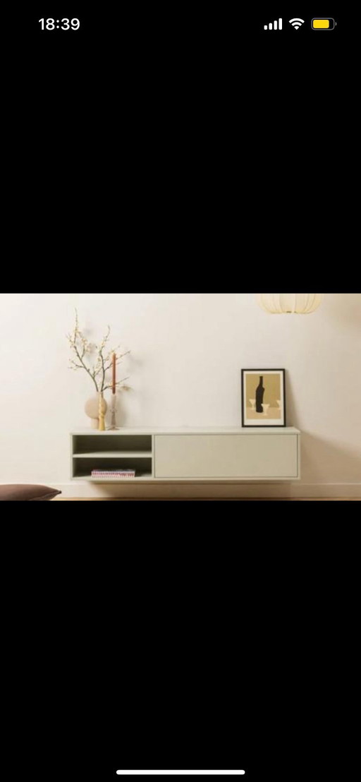 Sage green TV cabinet