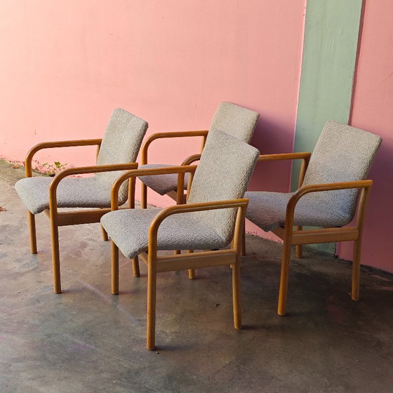 Set aus vier Hulsta Sessel mit Holzrahmen, Hülsta, Stoff, Beige, Vintage (Foto 5 von 7)