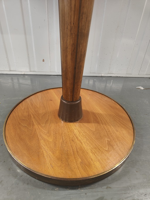 Streamline Art Deco Round Two-Tone Coffee Table Table à café ronde