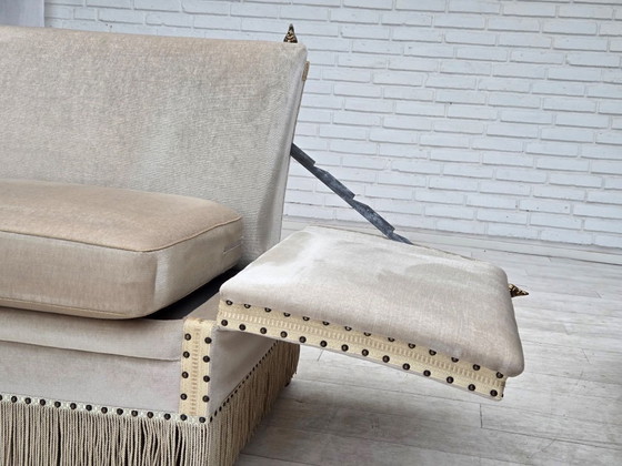 Image 1 of Divano danese a due posti con braccioli a goccia, anni '70, rivestimento in velluto.