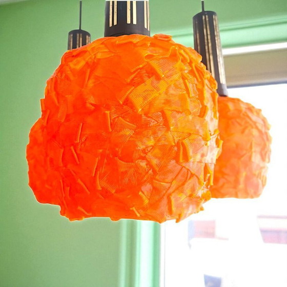 Image 1 of Orange Cascading Spaghetti Hanging Lamp, 1960s