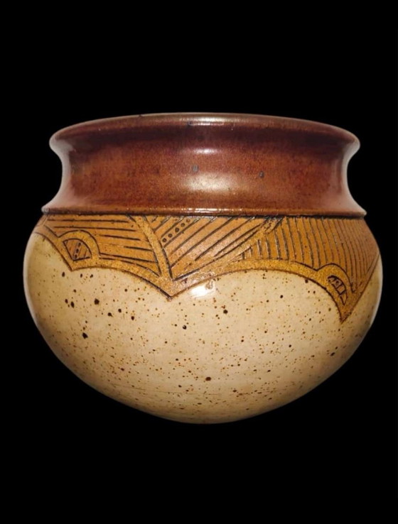 Image 1 of Vintage Studiokeramik Gefäß 1970er – Handgedrehtes Mid Century Pottery Vase | Studio Pottery Bowl
