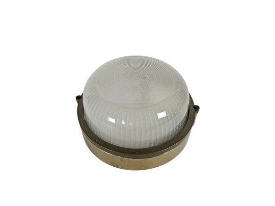 Image 1 of Ship's lamp - Bullseye lamp - brass - glass - wall lamp - solid - 80s