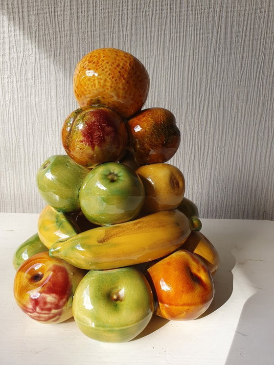 Image 1 of Torre di frutta in ceramica, ceramica portoghese, decorazione vintage