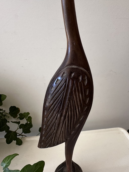 Mid Century Houten Kraanvogel