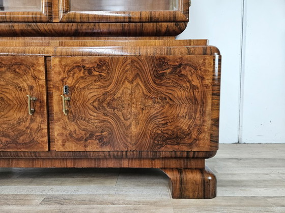 Vetrina francese Art Decò degli anni '40 in noce, Vetrine, Legno, Marrone (foto 19 di 28)