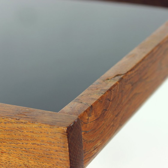 Carrito de bar de madera Mid Century Modern con cristal opalino negro, años 60 – Mueble bar, Wood, Klassiek (photo 7 of 9)