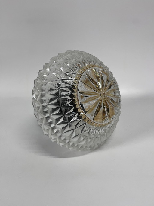 Plafonnier vintage Herda Mid Century or et blanc