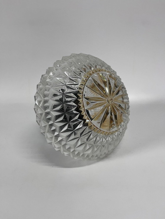 Image 1 of Vintage Herda plafondlamp mid century goud en wit