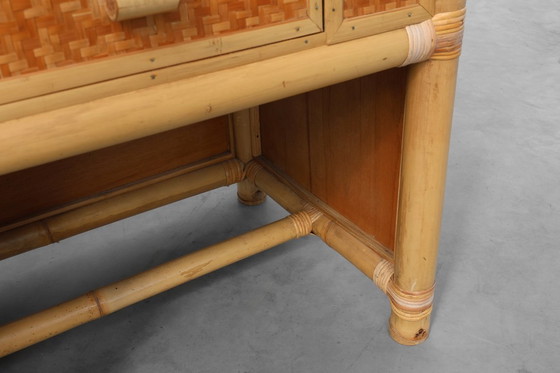 Image 1 of Cómoda o mesilla de noche italiana de bambú y mimbre de los años 70