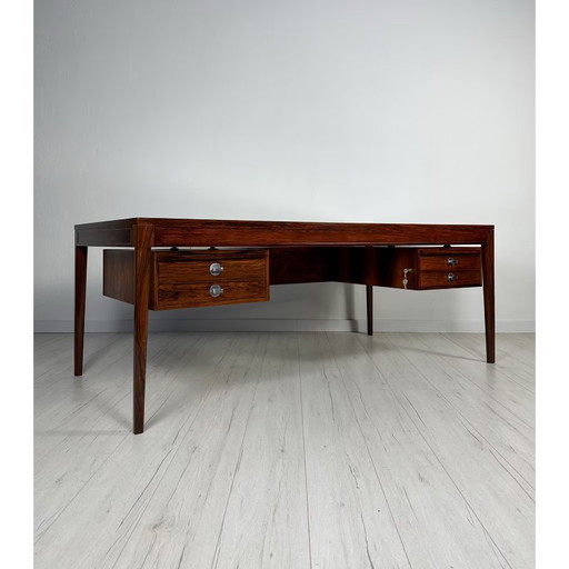Vintage Rosewood Diplomat Writing Desk by Finn Juhl for France & Son 60s