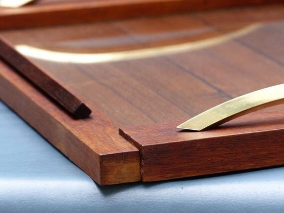 Tray wood and brass vintage – Table accessories, Glass (photo 6 of 6)