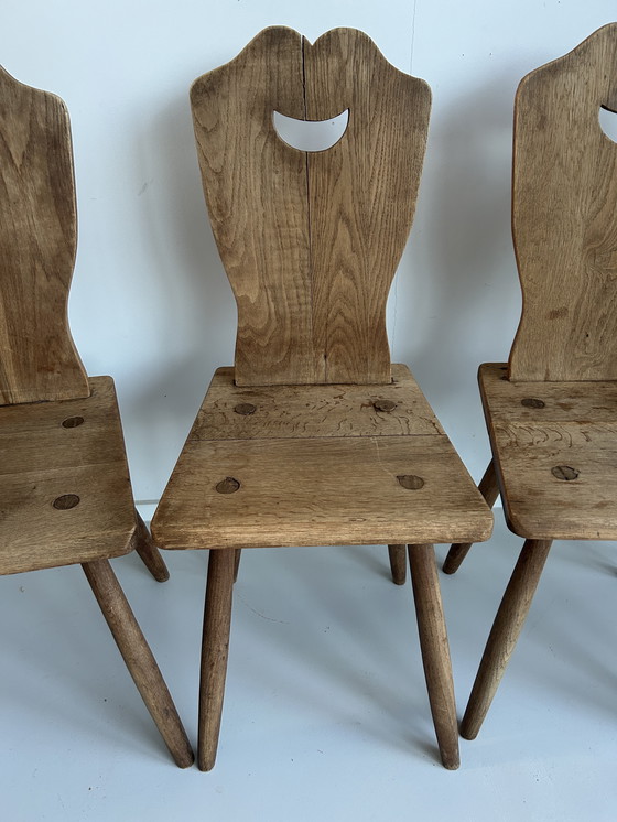 Image 1 of Set of four oak farm chairs