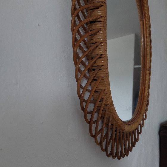 Image 1 of Miroir ovale de Franco Albini pour Bonacina, style Côte d'Azur, années 1960
