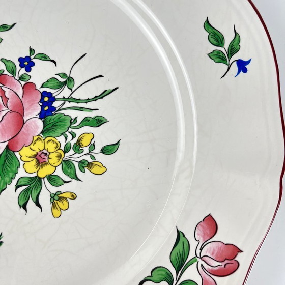 Image 1 of Set de 4 assiettes plates + 1 saladier Luneville Reverbere Yvonne