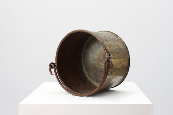 Image 1 of Large Antique Hand-Hammered Copper Kettle, France, 19th Century