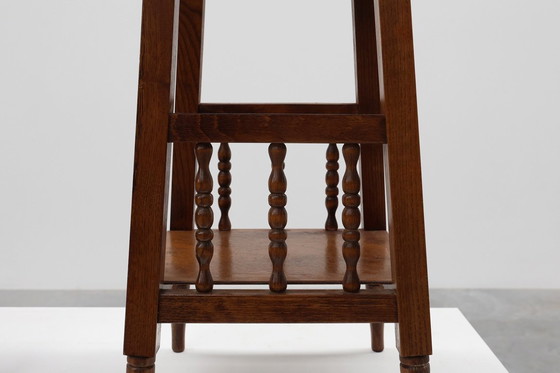 Image 1 of  Pareja de mesas auxiliares rústicas de madera del siglo XX con tapa de cerámica, Francia