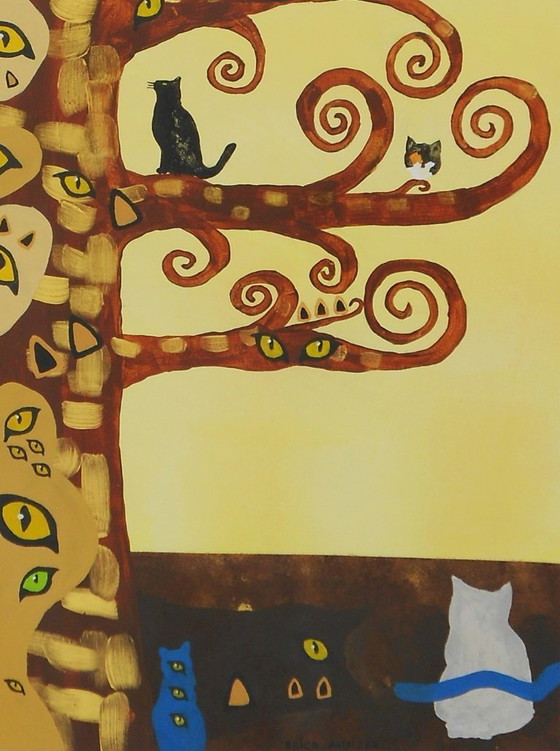 Image 1 of El árbol del gato (pintado a mano)