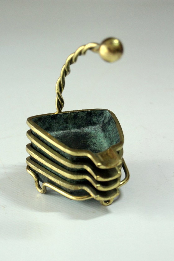 Image 1 of 1950s Stackable ashtray - Design by Carl Auböck - bronze/brass