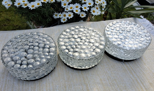 Lámpara de pared o techo vintage de cristal burbuja tallado, fabricante alemán de los años 60/70.