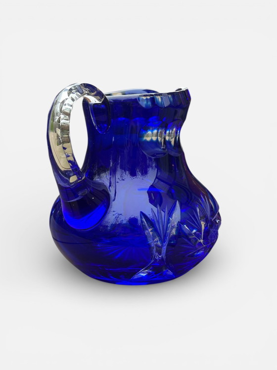 Image 1 of vintage Violetta kobaltblauwe geslepen kristallen kan lood kristal jaren 80