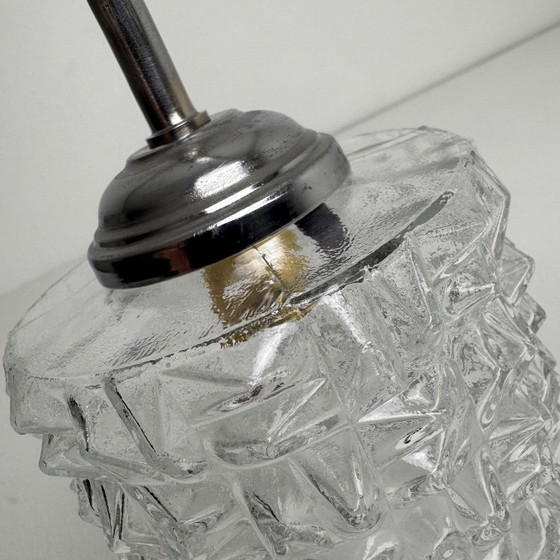 Antieke vintage glazen wandlamp met een "diamantvormig" ontwerp. – Wandlampen, Metal (photo 6 of 8)