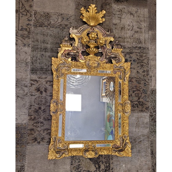 Image 1 of Vintage mirror "Louis XIV mirror" in carved and gilded wood, France