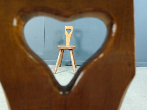 Pair of brutalist heart shaped side chairs, 1960s