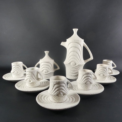Service à moka en porcelaine Op Art des années 1970