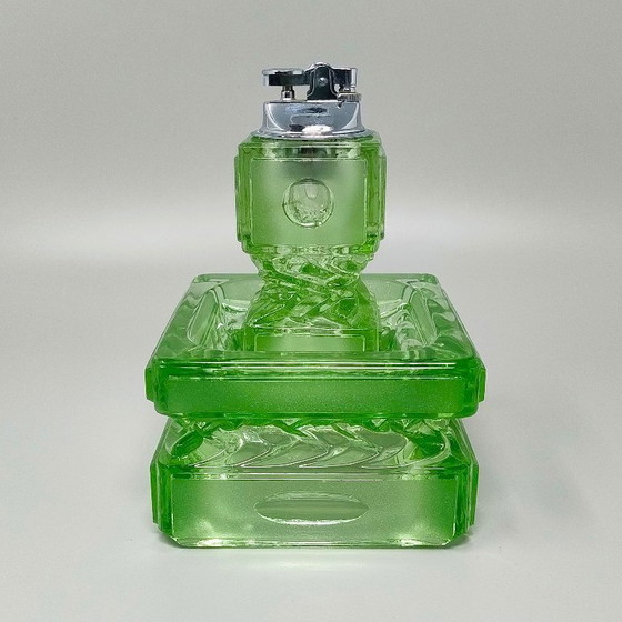 Image 1 of 1970s Stunning Green Smoking Set By Antonio Imperatore in Murano Glass. Made in Italy