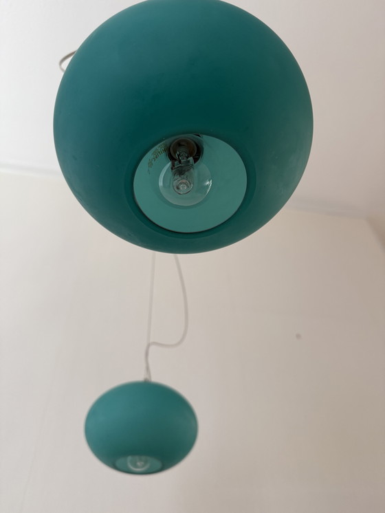 Image 1 of Ensemble de 2 suspensions Prandina en verre opale vert