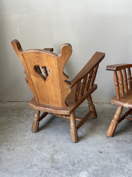 Image 1 of Set di 2 poltrone brutaliste in rovere massiccio