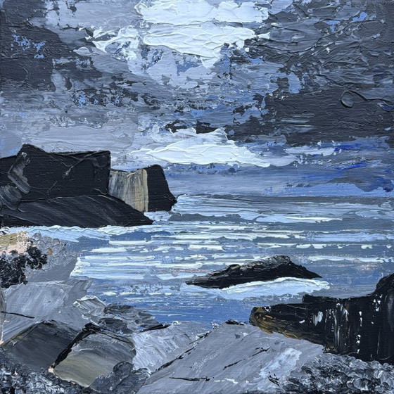 Image 1 of Sky & Stone I & II – modern abstract coastal diptych