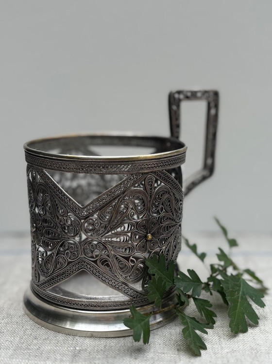 Set di 2 portabicchieri da tè vintage, anni '50 – Filigrane, Accessori da tavola, Metal (photo 5 of 10)