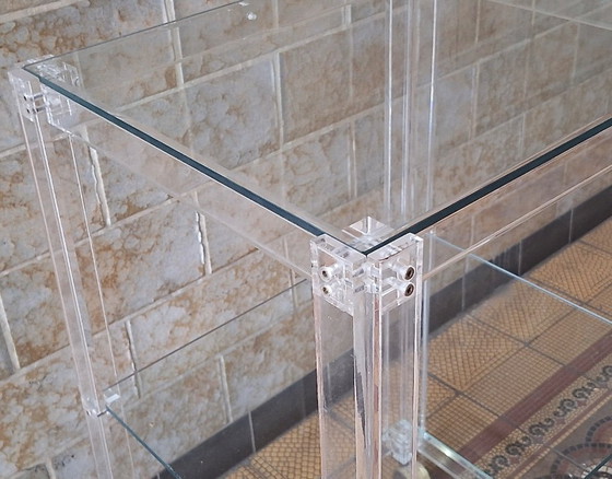 Image 1 of Vintage Italiaanse serveerwagen van plexiglas en glas, 1980