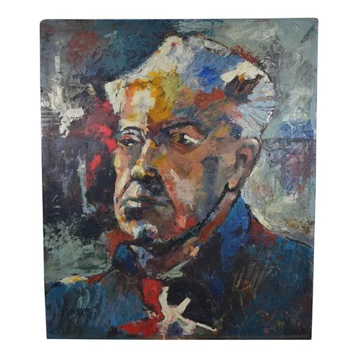 D. Jouroy (20. Jahrhundert) „Porträt eines Mannes“ Öl auf Hartfaserplatte, signiert und datiert 1967
