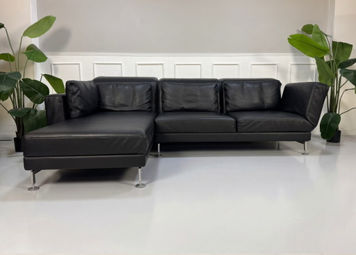 Brühl Moule Ecksofa Canapé En Cuir Noir