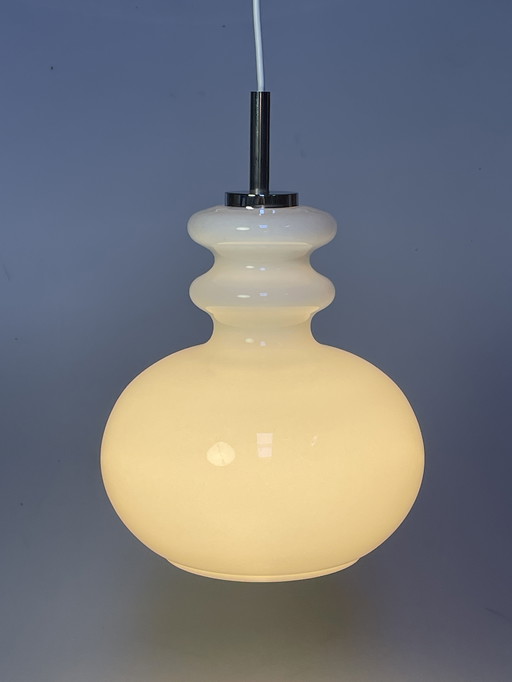 Witte Glazen Hanglamp, Peill En Putzler, Duitsland 1960'S