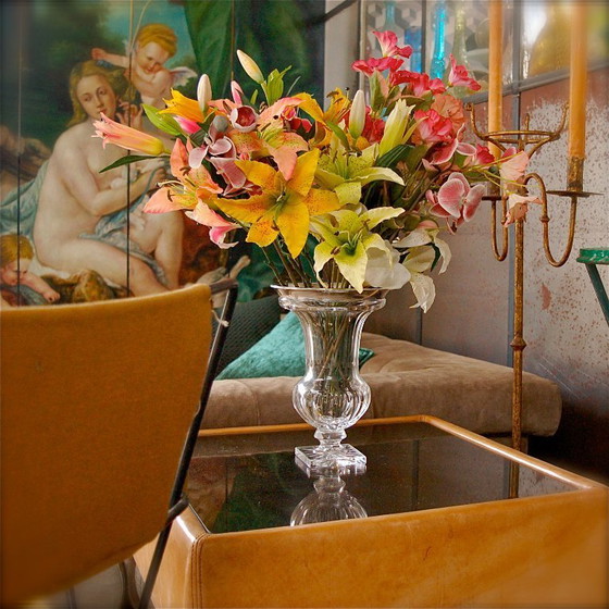 Image 1 of Urn-shaped crystal vase with solid silver rim, Gebrüder Kuhn