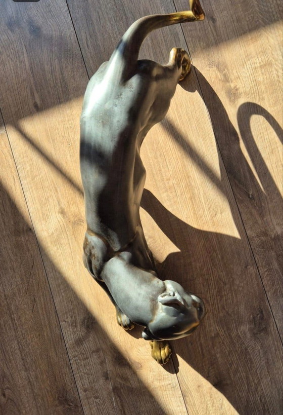 Art Deco panter sculptuur – Decoratieve objecten, Metaal (photo 6 of 24)