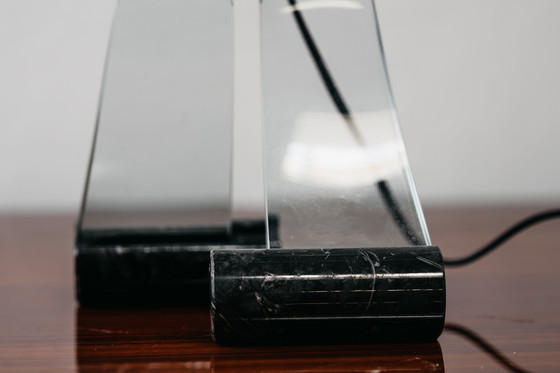 Image 1 of Table Lamp Silhouette Design Table Lamp Marble & Glass 1980's Postmodern