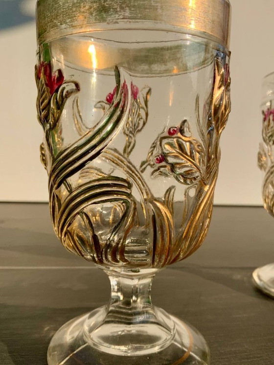 Image 1 of Coppia di bicchieri da vino/acqua in stile Art Nouveau - Josef Inwald - Boemia, c. 1914