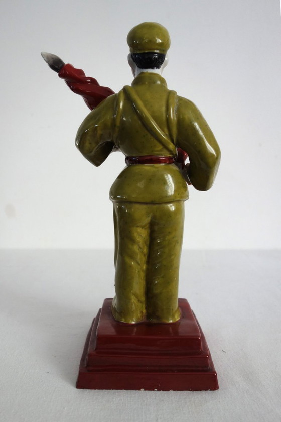 Image 1 of Chinese Porcelain Biscuit Soldier Figurine Statue - Cultural Revolution #3